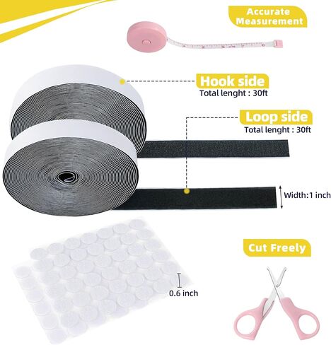 EWPJDK 30Ft x 1in Velcro Strips, Double Rolls Hook and Loop Adhesive in Saudi Arabia