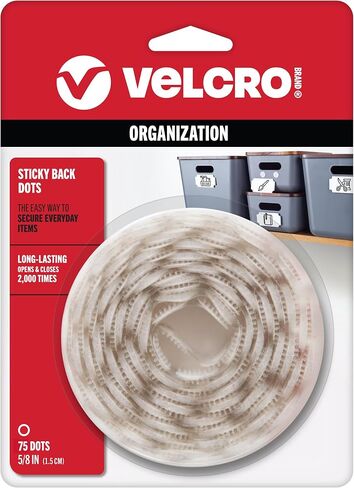 VELCRO Brand Sticky Back Dots with Adhesive, 5/8 in, White, 75 Pack in Kuwait