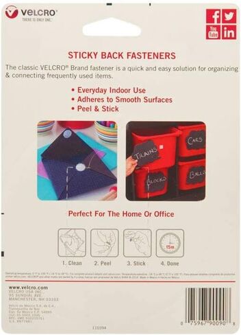 VELCRO Brand Sticky Back Dots with Adhesive, 5/8 in, White, 75 Pack in Kuwait