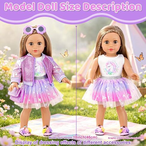 UNICORN ELEMENT American 18 Inch Doll Clothes & Makeup Accessories in Saudi Arabia