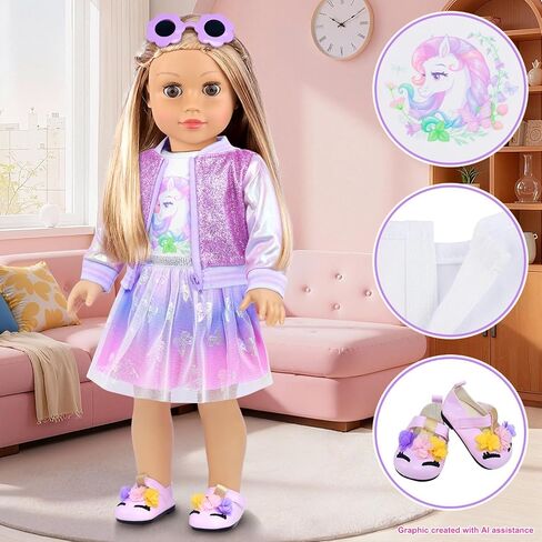 UNICORN ELEMENT American 18 Inch Doll Clothes & Makeup Accessories in Saudi Arabia