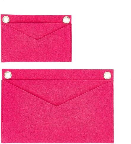 WADORN 2 أحجام المحفظة شعرت إدراج المنظم، مجموعة تحويل Pochette المرأة مستطيلة المحفظة إدراج بطانة مع الثقوب متعددة جيب حقيبة مغلف داخل الملحقات المنظمة لLV Kirigami، وردي أحمر in Kuwait