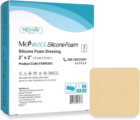 MedVance Silicone Foam Dressing - Waterproof Silicone Adhesive Foam Dressing - Easy Apply & Remove Wound Bandages - Dressings for Pressure Sores, & More - (4" x 5" Absorbent Bandage) in Kuwait