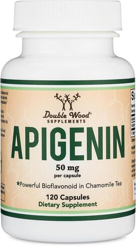 Apigenin Supplement - 50mg per Capsule, 120 Count (Powerful Bioflavonoid Found in Chamomile Tea for Relaxation, Sleep, and Mood) Senolytic Flavonols for Aging Manufactured in The USA by Double Wood in Kuwait