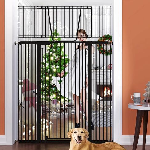51" Extra Tall Cat Gate 30"-49.27" Wide, Auto Close, Pressure Mounted, for Cats & Small Dogs, Hallway, Stairs, Kitchen, Not Baby Gate,White in Saudi Arabia