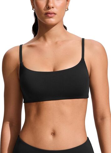 CRZ YOGA Womens Bikini Top A-C Adjustable Spaghetti Straps Bathing Suit Tops Scoop Neck Padded Swimsuit Tops in Kuwait