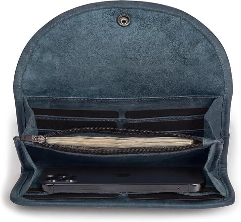 Hide & Drink, Snap Clutch Wallet for Women, Money Holder and Card Organizer with Zippered Pouch, Full Grain Leather, Handmade, Bourbon Brown in Kuwait