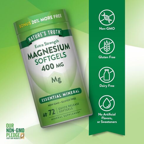 Nature's Truth Magnesium 400Mg Softgel، عدد 72، شفاف in Kuwait