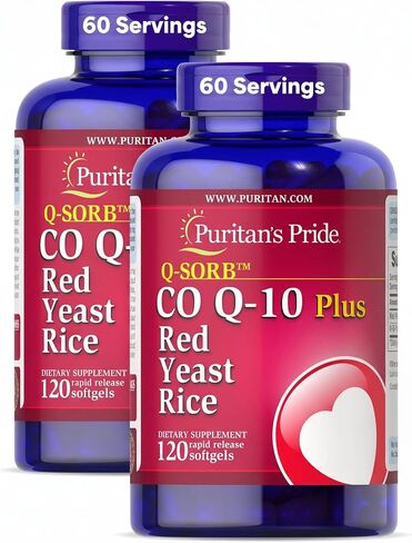 Puritan's Pride Q-Sorb CoQ10 Plus Red Yeast Rice,120 Rapid Release Softgels in Kuwait