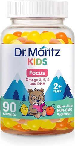 Omega 3 Gummies for Kids & Toddlers with Omega 6 & 9 (90 Count) DHA Children Brain Supplement for Heart and Vision Support – No Fish Oil and Gluten Free Immune Health Plant Based Fiber Chewable in Kuwait