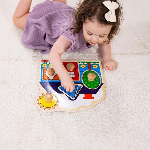 Melissa & Doug Wooden Jumbo Knob Puzzle 2-Pack for Baby and Toddler Boys and Girls – Large Farm, First Shapes in Kuwait