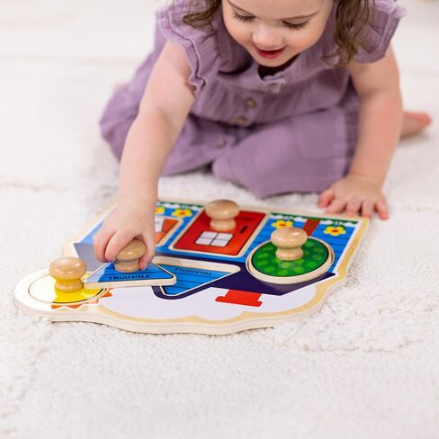 Melissa & Doug Wooden Jumbo Knob Puzzle 2-Pack for Baby and Toddler Boys and Girls – Large Farm, First Shapes in Kuwait