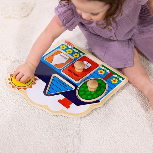 Melissa & Doug Wooden Jumbo Knob Puzzle 2-Pack for Baby and Toddler Boys and Girls – Large Farm, First Shapes in Kuwait