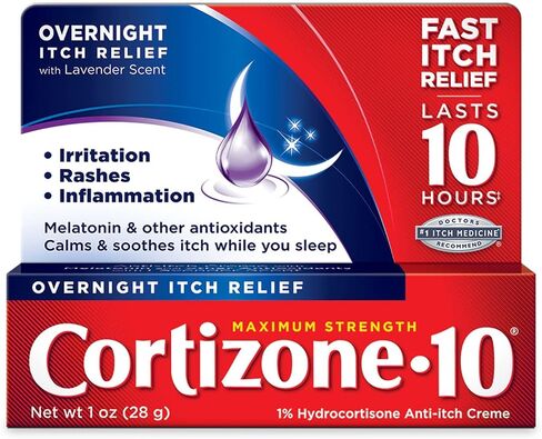 Cortizone 10 Maximum Strength Overnight Anti-Itch Cream, 1% Hydrocortisone Creme, Lavender Scent, 1 oz. in Kuwait