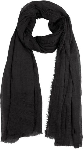 XRDSS Summer Cotton Blend Crinkle Vintage Soft Scarf with Fringed Edges 35" × 70" in Kuwait