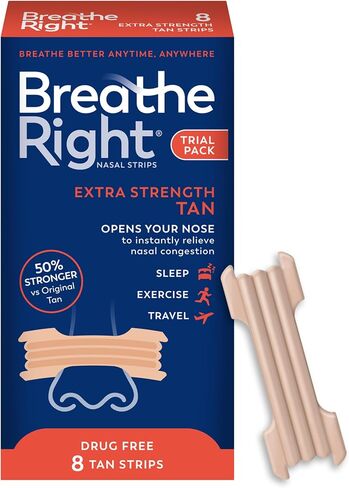 Breathe Right Nasal Strips Extra Strength Tan Nasal Strips Help Stop Snoring Drug-Free Snoring Solution & Instant Nasal Congestion Relief Caused by Colds & Allergies 26ct (packaging may vary) in Kuwait