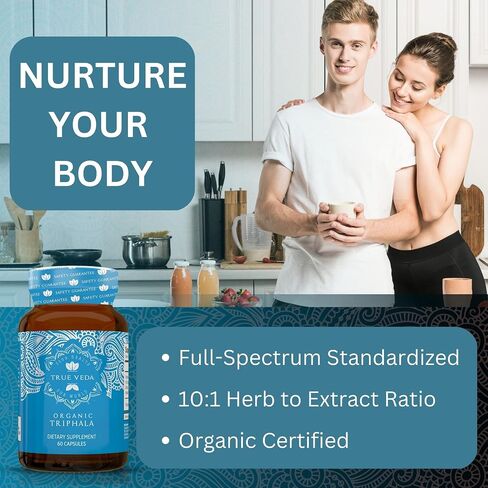 Triphala Capsules – USDA Organic Certified | Vegan Triphala Tablets | 100% Natural Herbal Triphala Guggulu Supplement | Natural Fusion Extract Potency | Ayurveda | 60 Caps | Trifala Churna in Kuwait