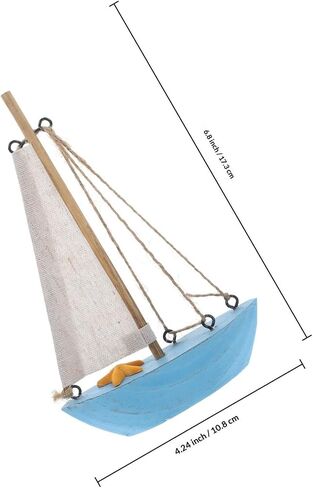 POPETPOP Mediterranean Sailboat Wooden for Figurine Blue, Sailing Lovers in Kuwait
