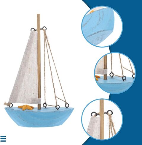 POPETPOP Mediterranean Sailboat Wooden for Figurine Blue, Sailing Lovers in Kuwait