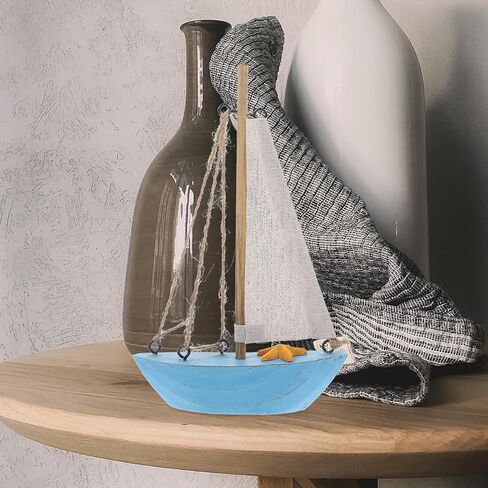 POPETPOP Mediterranean Sailboat Wooden for Figurine Blue, Sailing Lovers in Kuwait