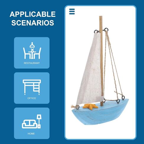 POPETPOP Mediterranean Sailboat Wooden for Figurine Blue, Sailing Lovers in Kuwait