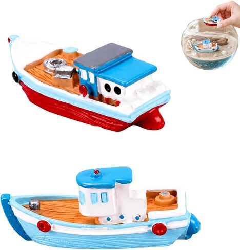 2 Pcs Miniature Dollhouse Boat Mini Fishing Boat Model Mediterranean Decor in Saudi Arabia