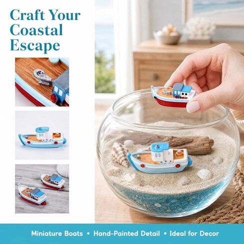 2 Pcs Miniature Dollhouse Boat Mini Fishing Boat Model Mediterranean Decor in Saudi Arabia