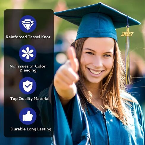 2027 Tassel Graduation, Blue and Gold Graduation Tassel, 2027 Tassel Charms for Graduations Cap Decorations, Tassels Memorial Grad Cords for College High School Graduate Hat Ceremonies Accessories in Saudi Arabia