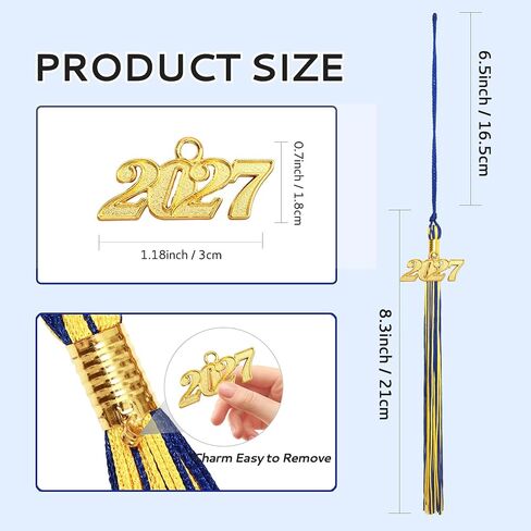 2027 Tassel Graduation, Blue and Gold Graduation Tassel, 2027 Tassel Charms for Graduations Cap Decorations, Tassels Memorial Grad Cords for College High School Graduate Hat Ceremonies Accessories in Saudi Arabia