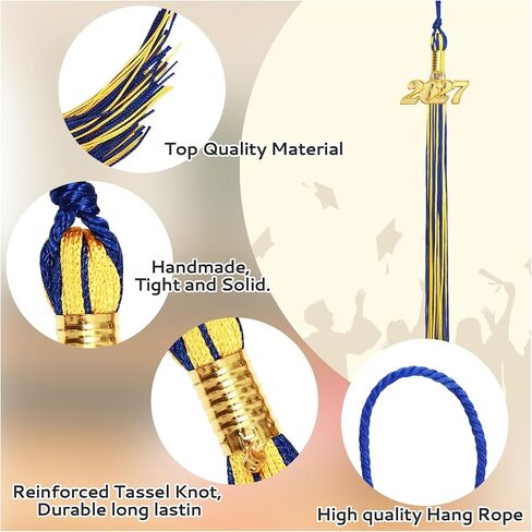 2027 Tassel Graduation, Blue and Gold Graduation Tassel, 2027 Tassel Charms for Graduations Cap Decorations, Tassels Memorial Grad Cords for College High School Graduate Hat Ceremonies Accessories in Saudi Arabia