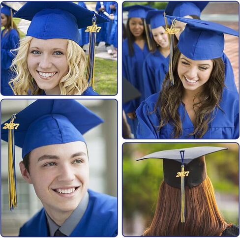 2027 Tassel Graduation, Blue and Gold Graduation Tassel, 2027 Tassel Charms for Graduations Cap Decorations, Tassels Memorial Grad Cords for College High School Graduate Hat Ceremonies Accessories in Saudi Arabia