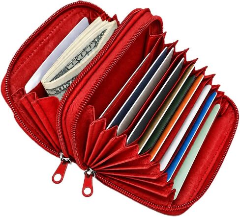 Leatherboss Leather RFID Identity Safe Double Zippered Accordion Wallet in Kuwait