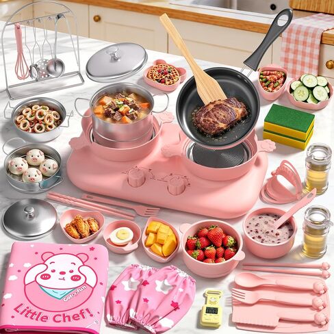 Gotoofun Kids Cooking Set Real, Dual Burner Mini Kitchen, Ages 8-12, Pink in Kuwait