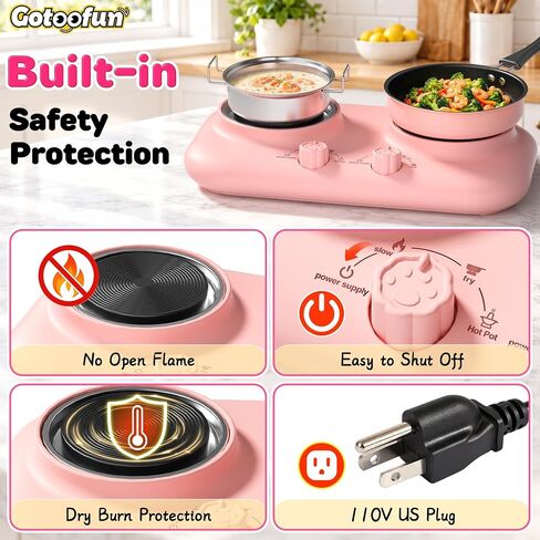 Gotoofun Kids Cooking Set Real, Dual Burner Mini Kitchen, Ages 8-12, Pink in Kuwait