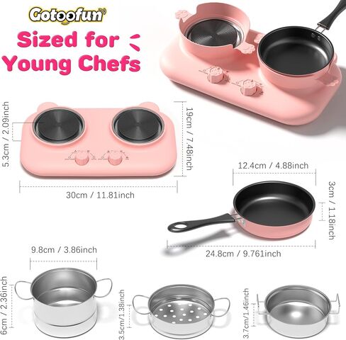Gotoofun Kids Cooking Set Real, Dual Burner Mini Kitchen, Ages 8-12, Pink in Kuwait