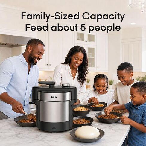 Syinix Swallow Maker Pro, Automatic Fufu Machine, Pounded Yam Maker, 5L African Food Maker with One-Touch Cooking, Non-Stick Pot for Eba, Semolina, Ugali, Banku & Konkonte, 850W Heating, 110V in Saudi Arabia