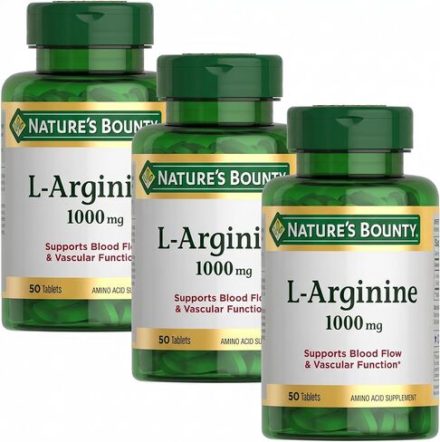 Nature's Bounty L-Arginine, Supports Blood Flow and Vascular Function, 1000 mg, Tablets, 50 Ct in Kuwait