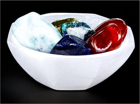 Om Zone Selenite Bowl 6" Oval Moroccan Selenite Polished Crystal Charging Station for Cleansing and Charging Crystals and Collection of Crystals and Healing Stones in Kuwait