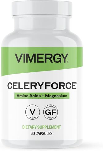 Vimergy Celeryforce ®، 60 حصة - دعم الأعصاب والعضلات والخلايا - مزيج قوي من المغنيسيوم، الإينوزيتول، إل-جلوتامين، إل-تورين والكولين - غير معدل وراثيًا، خالي من الغلوتين، كوشير، بدون صويا، نباتي، باليو in Kuwait