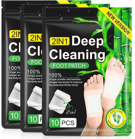 20PCS Upgrade Foot Pads, 2-in-1 Deep Cleansing Foot Pads, Natural Bamboo Vinegar Ginger Powder Foot Pads for Relieve Stress, Relaxtion and Remove Dampness in Kuwait