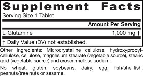 Jarrow Formulas L-Glutamine 1000 mg - Amino Acid Supplement - Supports Muscle Tissue, Immune Support & Metabolism - 100% L-Glutamine - 100 Servings (Easy-Solv Tablets) in Kuwait