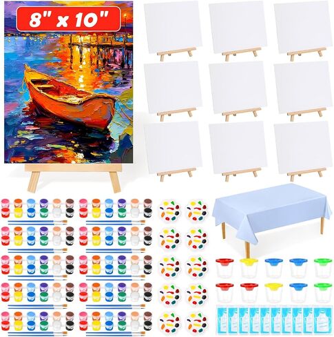 Evatage 10 Pack Sip and Paint Kit for Adults, 8x10 Inch Canvas Painting Kit in Saudi Arabia