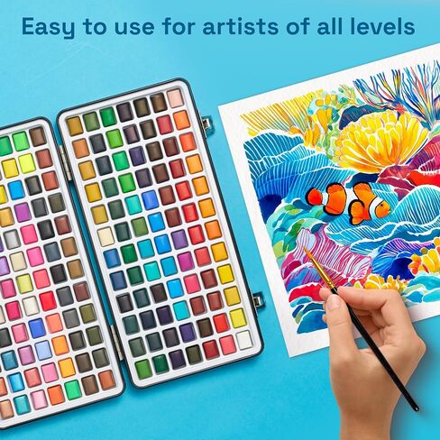 ARTISTRO Deluxe Watercolor Paint Set with Palette & Brush Pens - 168 Colors in Kuwait