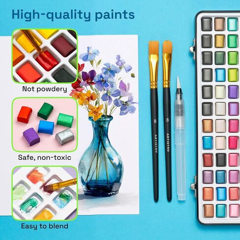 ARTISTRO Deluxe Watercolor Paint Set with Palette & Brush Pens - 168 Colors in Kuwait