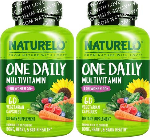 NATURELO One Daily Multivitamin للنساء بعمر 50+ (خالي من الحديد) - دعم انقطاع الطمث للنساء فوق 50 عامًا - مكمل غذائي كامل - غير معدل وراثيًا - بدون فول الصويا - 120 كبسولة - كمية تكفي 4 أشهر in Kuwait