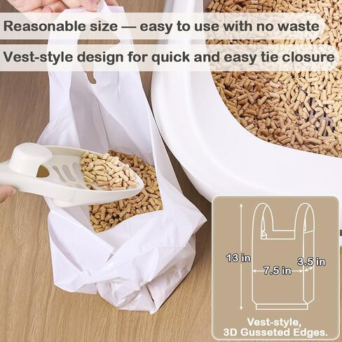 Cat Litter Waste Bags 7-Layer Odor Lock Disposal Bags with Handles Thick Leak-Resistant Bags for Cat Litter Scooping Pet Waste Bags for Dog Poop & Pee Pads, 7.5 x 13 Inches Including Handles 50 Count in Kuwait