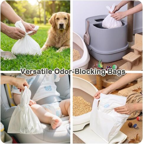 Cat Litter Waste Bags 7-Layer Odor Lock Disposal Bags with Handles Thick Leak-Resistant Bags for Cat Litter Scooping Pet Waste Bags for Dog Poop & Pee Pads, 7.5 x 13 Inches Including Handles 50 Count in Kuwait