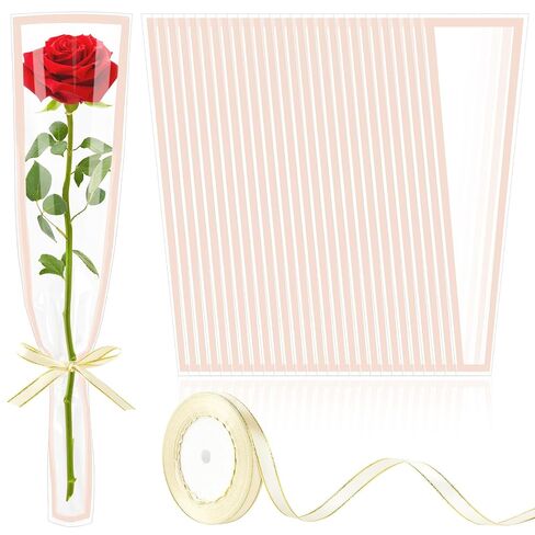 Mauproy 100 Pcs Clear Single Rose Sleeves with White Edges in Kuwait