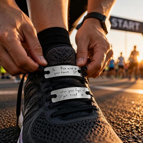 Running Shoe Tags Marathon Metal Bar Birthday Gifts Tag Charms for Fitness Men Women Runner When Your Legs Get Tired Run with Your Heart Inspirational Graduation Shoelace Charm Present for Coach BFF Daughter Son in Kuwait