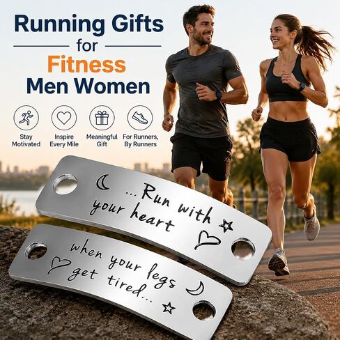 Running Shoe Tags Marathon Metal Bar Birthday Gifts Tag Charms for Fitness Men Women Runner When Your Legs Get Tired Run with Your Heart Inspirational Graduation Shoelace Charm Present for Coach BFF Daughter Son in Kuwait